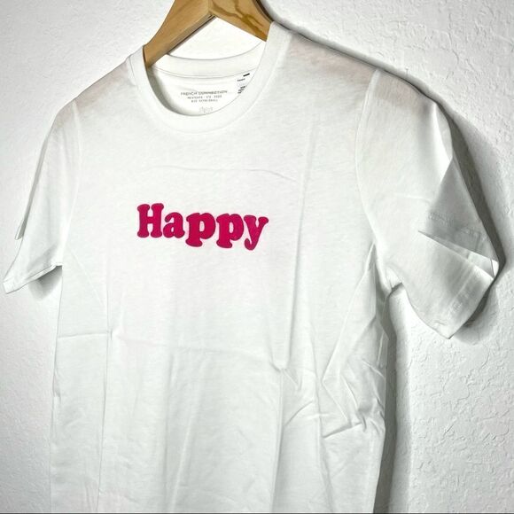 -French Connection Flocked Happy Boy Fit Tee NWT XS - Picture 4 of 11